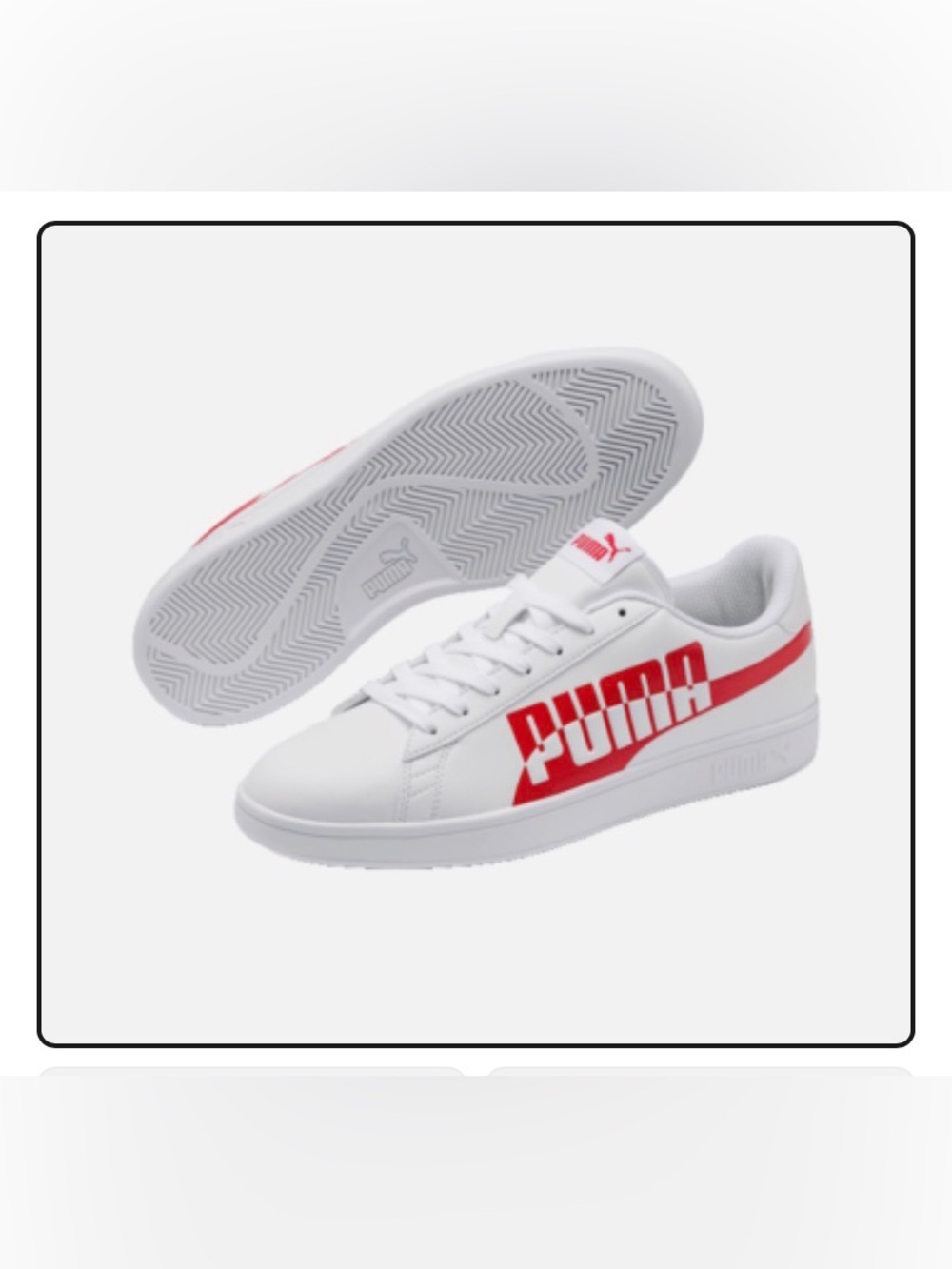 PUMA Smash V2 Max - Soft Foam White Sneakers with Red Side Logo